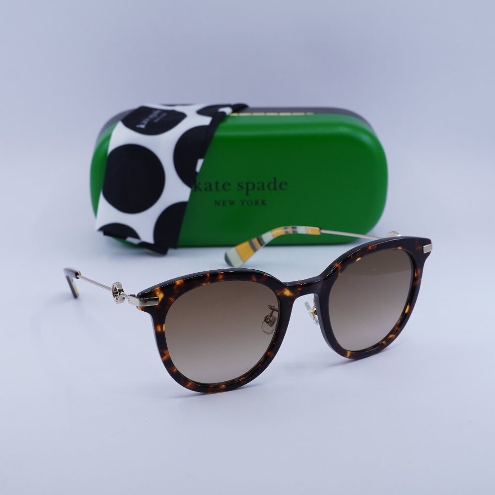 Kate Spade KEESEY/G/S 0086 HA Round Sunglasses - Havana/Gold/Brown